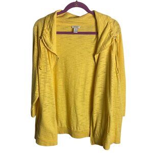Weekends by Chicos Size 3 Butter Yellow Burnout Full Zip Sweatshirt Lounge Xl